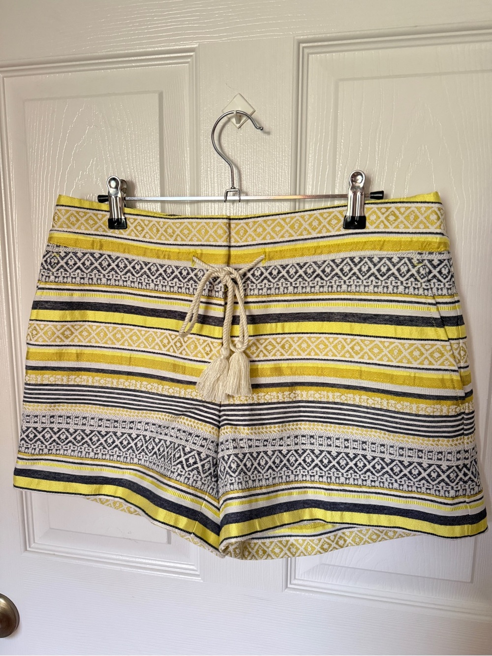 NWT LOFT Ann Taylor The Riviera Shorts Embroidered Yellow Black Stripe Rope (4)